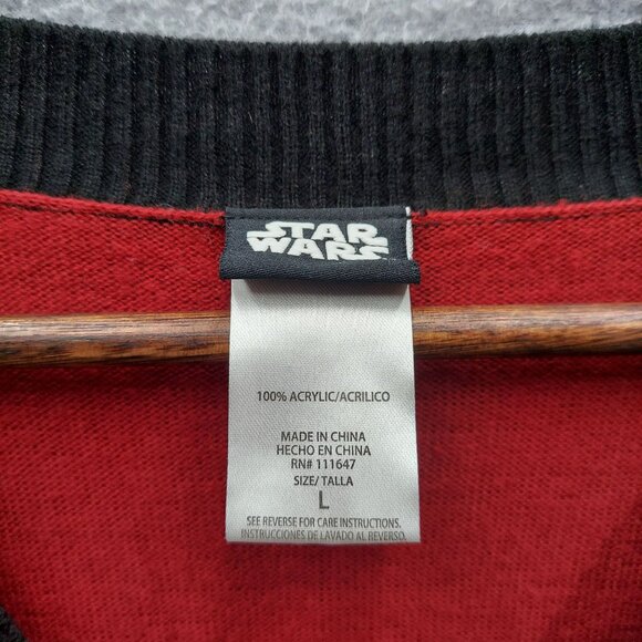 Star Wars Red & Black Acrylic Holiday Cardigan Sweater With Stormtrooper Pattern - Picture 3 of 3